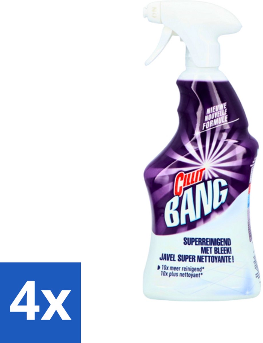 Cillit Bang - Power Cleaner - Bleek & Hygiëne - Schoonmaakspray - Voor Vlekken en Aanslag - 750 ml - Voordeelverpakking - 4 stuks