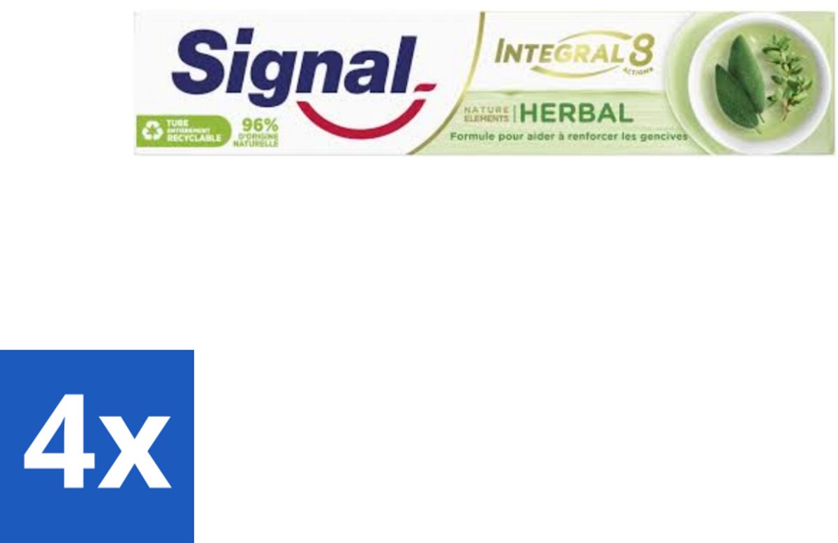 Signal - Integral & Actions - Tandpasta - Natuurlijke Kruiden - Gerecyclede Verpakking - 75 ml - Voordeelverpakking - 4 stuks