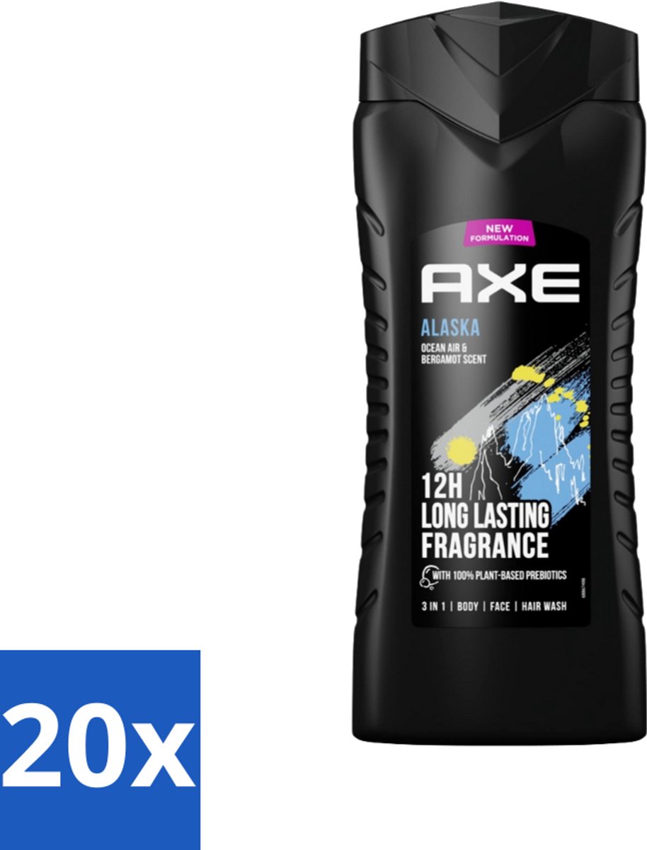 Axe XL - 3-in-1 Douchegel - Alaska - Ocean Air & Bergamot - 12hrs Long Lasting Scent - 400 ml - Bulkverpakking - 20 stuks