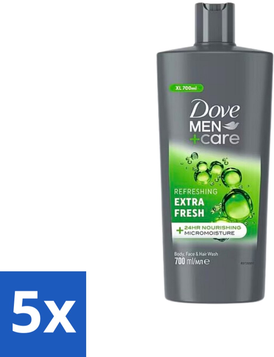 Dove Men+Care - Extra Fresh - Douchegel 3-in-1 - Verzorgend - 700 ml - Bulkverpakking - 5 stuks