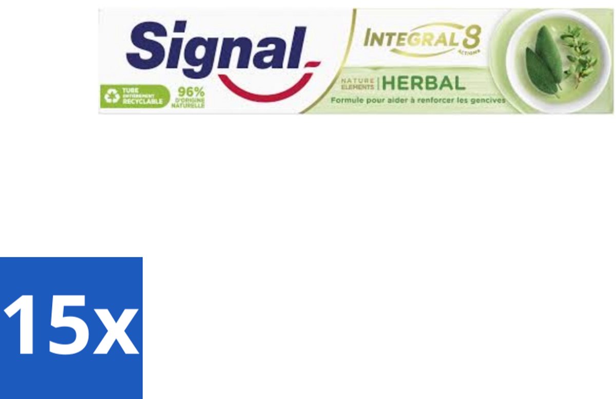 Signal - Integral & Actions - Tandpasta - Natuurlijke Kruiden - Gerecyclede Verpakking - 75 ml - Bulkverpakking - 15 stuks