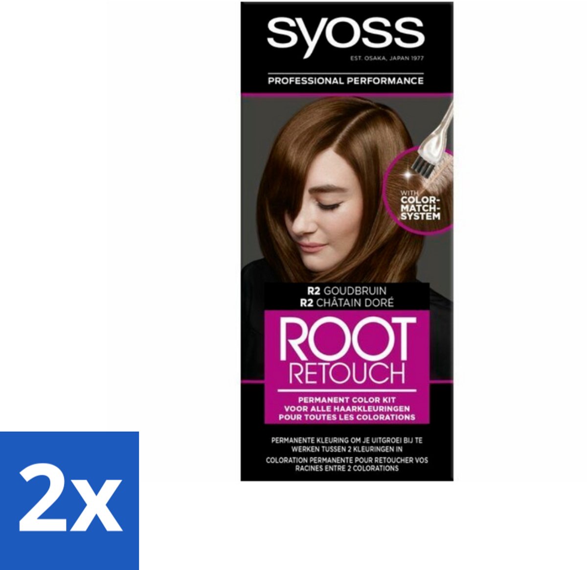 Syoss - Haarverf - Uitgroeiset - R2 Goud Bruin - 1 Haarkleuring - Voordeelverpakking - 2 stuks