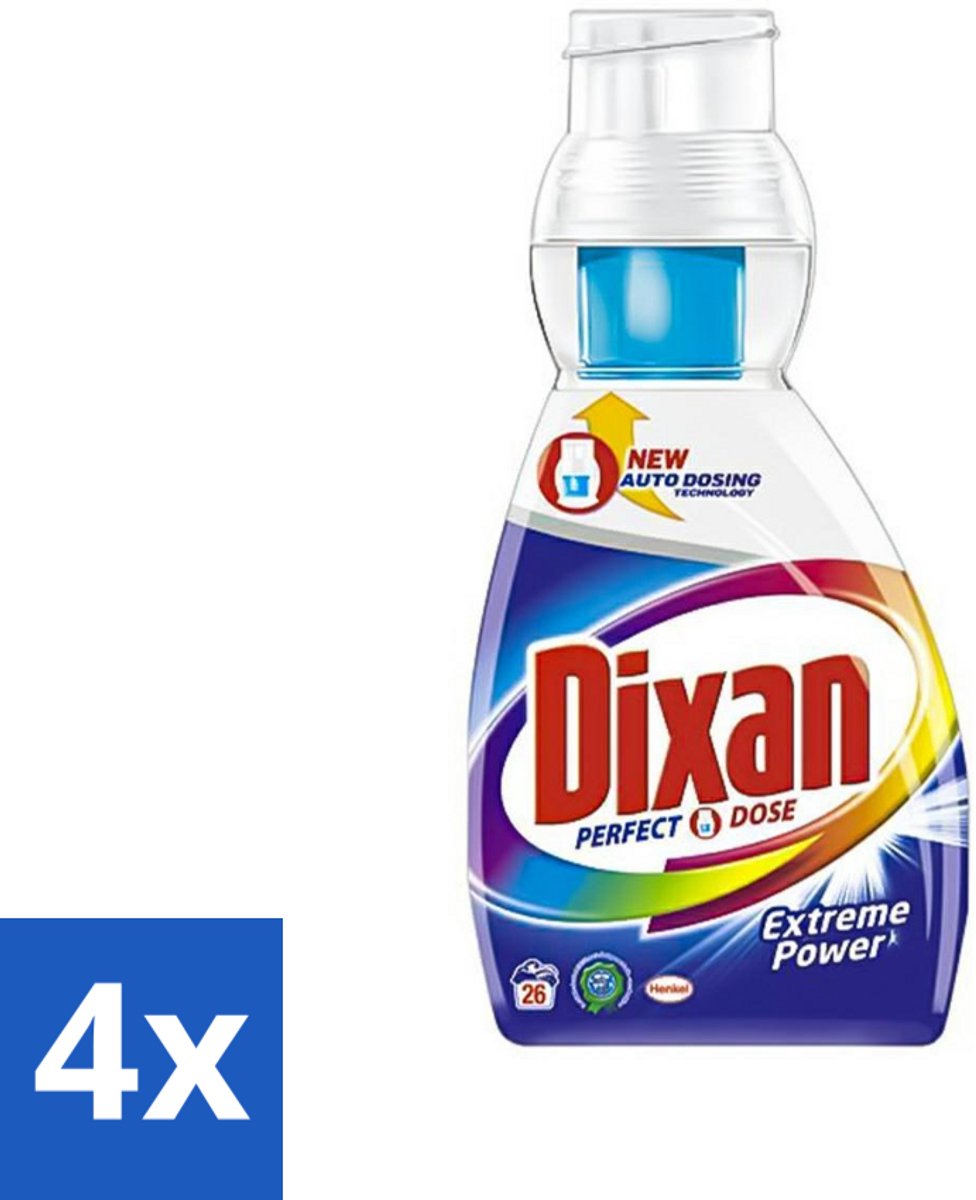 4 x Dixan Perfect Dose - Vlekkenkampioen - Extreme Power - Witte, Gekleurde & Zwarte Was - 26 Wasbeurten - Wasmiddel - Vlekkenverwijderaar - Dixan - Extreme Power - Wasformule