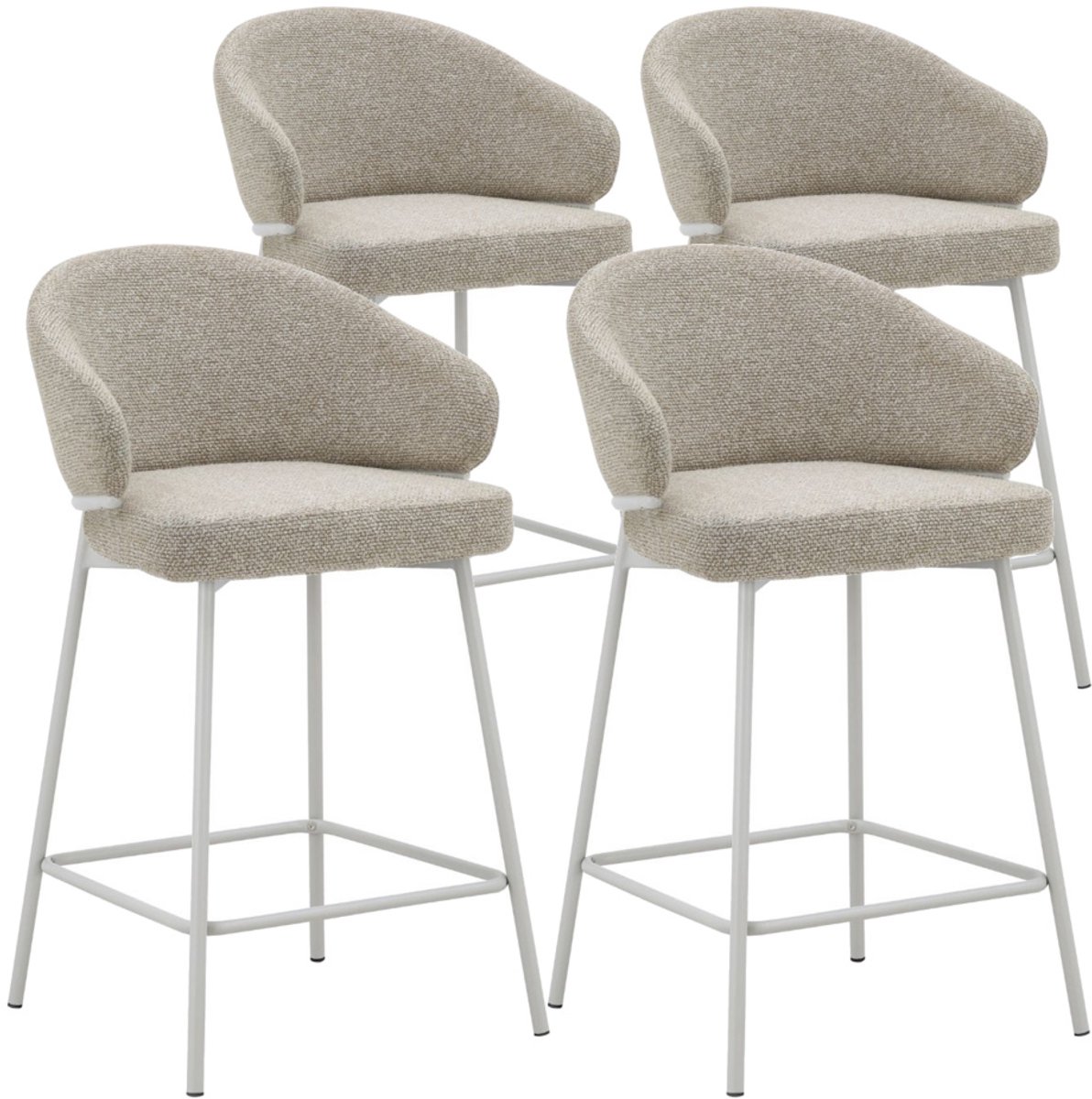 DS4U® - Sofia barkruk 65 cm - Set van 4 - Champagne met beige poot - Stof