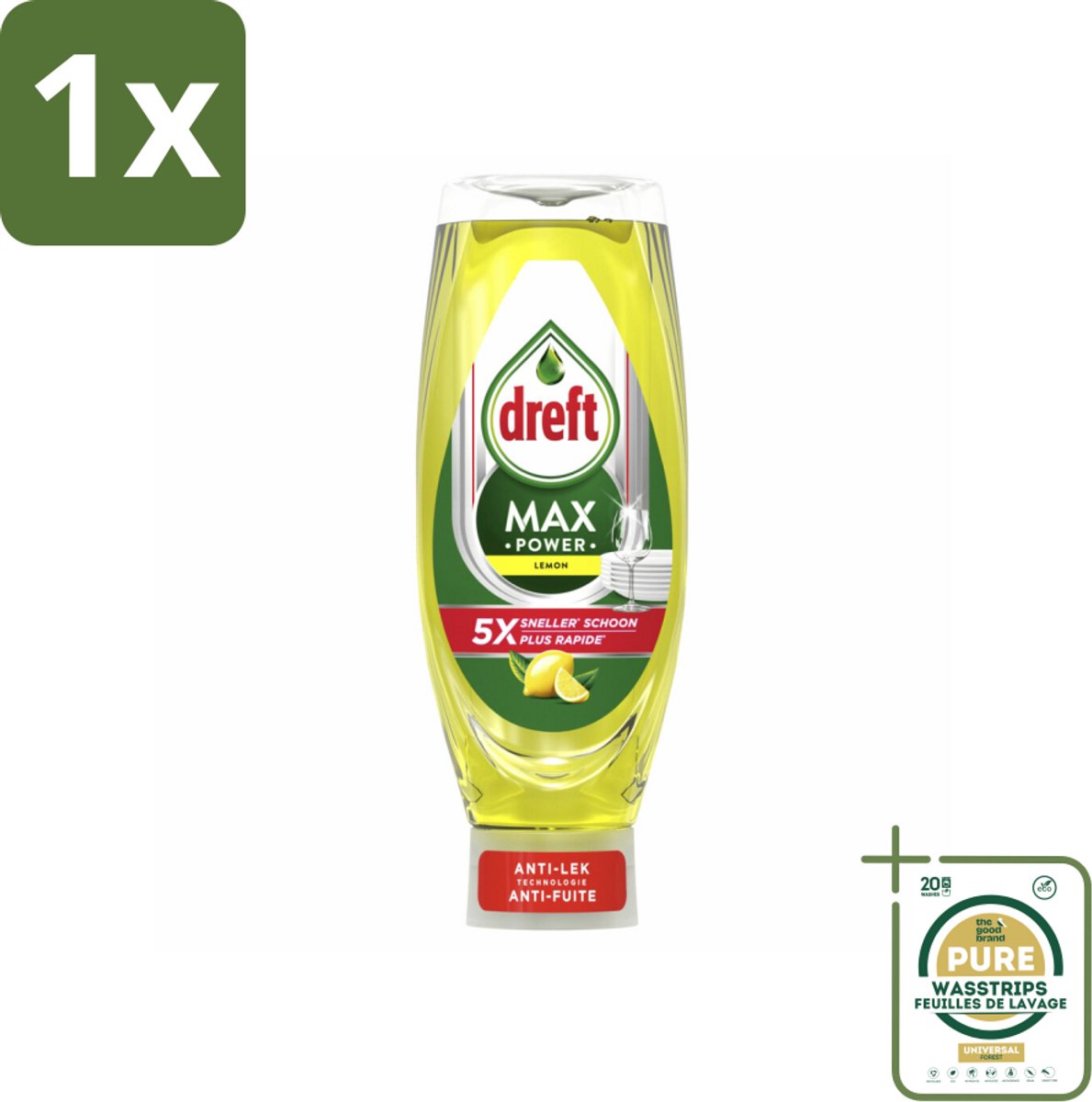 1 x Dreft - Afwasmiddel - Max Power Citroen - Extra ontvettend - 730 ml- Afwasmiddel Citroen - Vetverwijdering - Krachtig Afwassen - Schone Vaat - Citroengeur