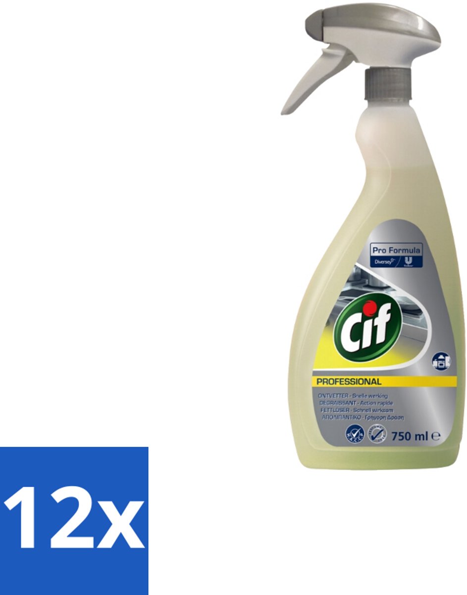 Cif - Ontvetter - Business Solutions Krachtige Keukenontvetter - 750 ml - Voordeelverpakking - 12 stuks