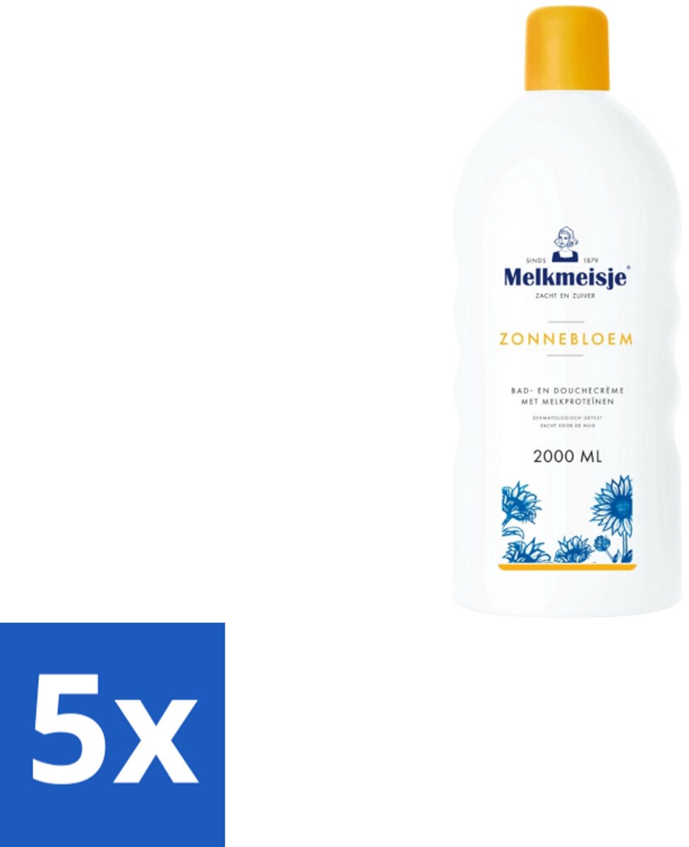 Melkmeisje – Bad & Douchecrème – Zonnebloem – 2000 ml - Bulkverpakking - 5 stuks