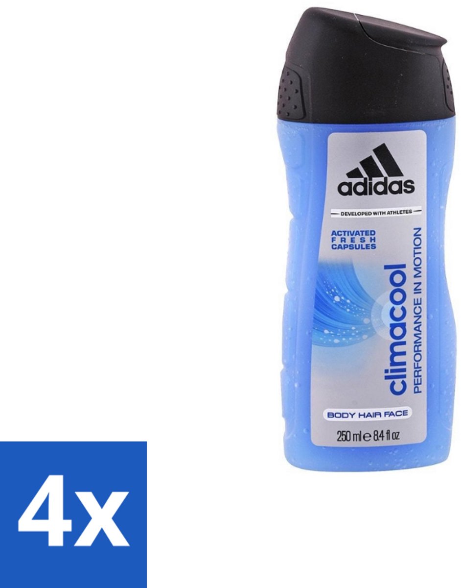 4 x Adidas – Douchegel – Climacool Men – 250 ml - Douchegel - Frisheid - Sportgeur - Actieve Frisheid - Bewegingssensor
