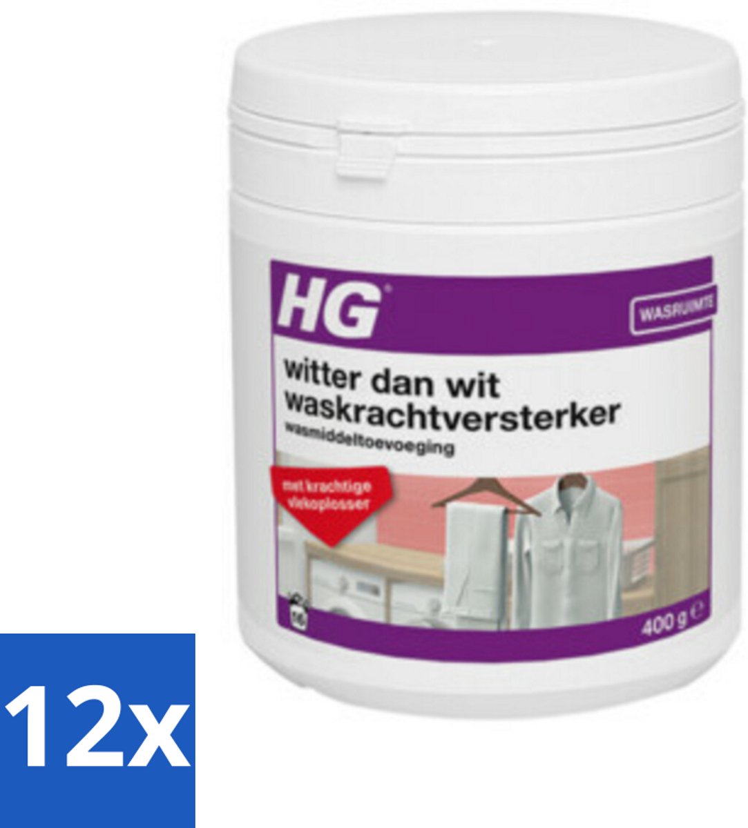 12 x HG Witter Dan Wit Waskrachtversterker Met Vlekoplosser 500 gr - Witwasmiddel - Wasversterker - Vlekkenverwijderaar - Witwas - Wasmiddeltoevoeging