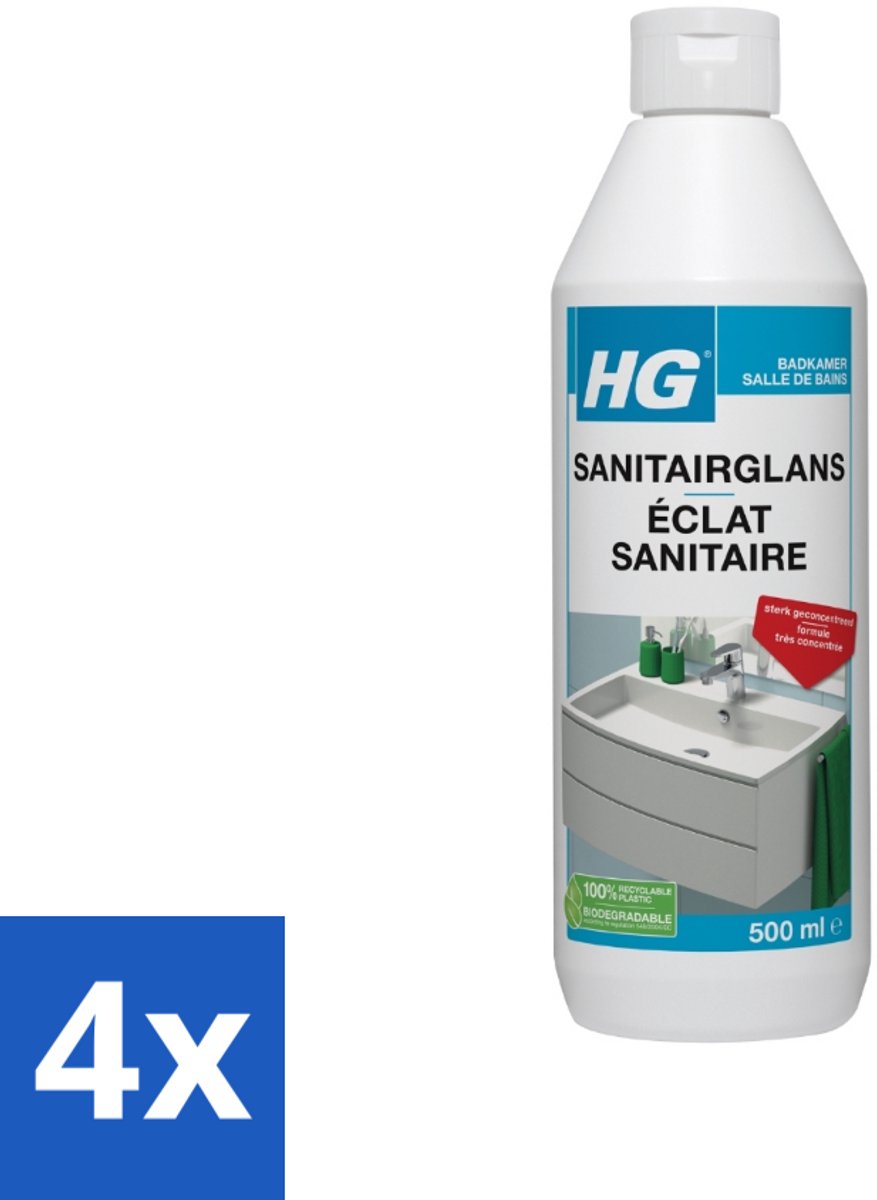4 x HG Badkamerreiniger Extra Glans 500 ml - Badkamerreiniger - Badkamerschoonmaak - Glans - Schoonmaak - Kalk