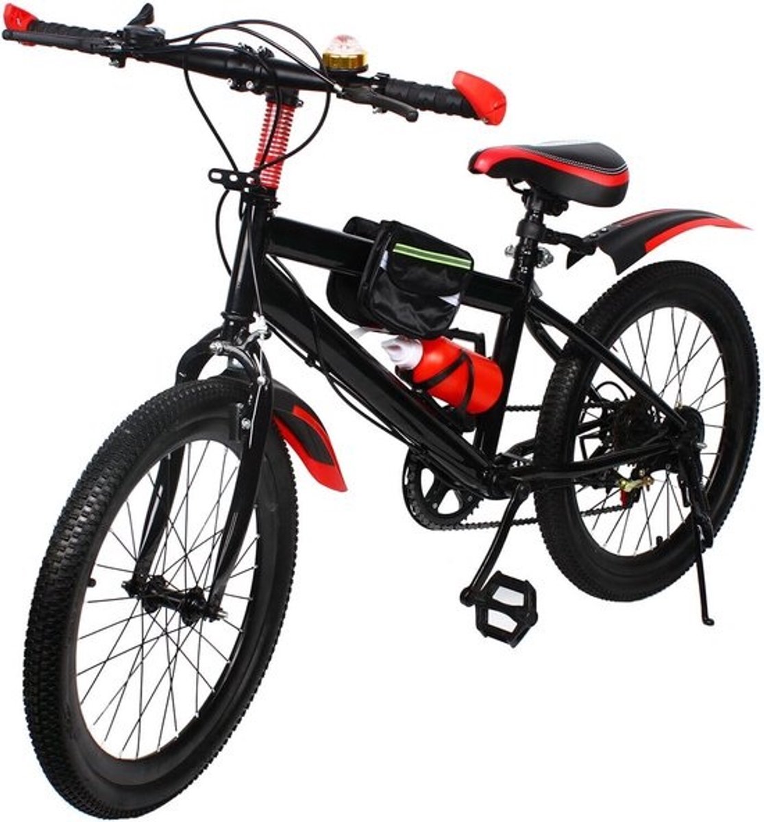 Kinderfiets 20 Inch - Mountainbike Kinderen - Buiten Fietsen - Dubbele Schijfremmen - 7 Versnellingen - Rood