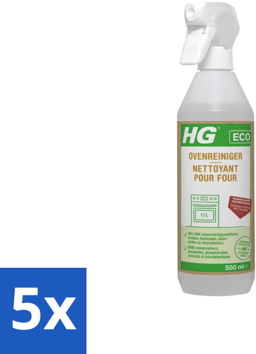 5 x HG Eco Ovenreiniger 500 ml - Oven Reinigen - Vet Verwijderen - Oven Reiniger - Eco Oven Reiniger - Aangebrand Vet Verwijderen