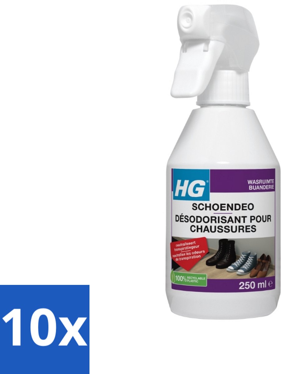 10 x HG Schoendeo 250 ml - Schoenen Geur - Transpiratiegeur - Schoendeo - Schoenen Reinigen - Schoenen Fris