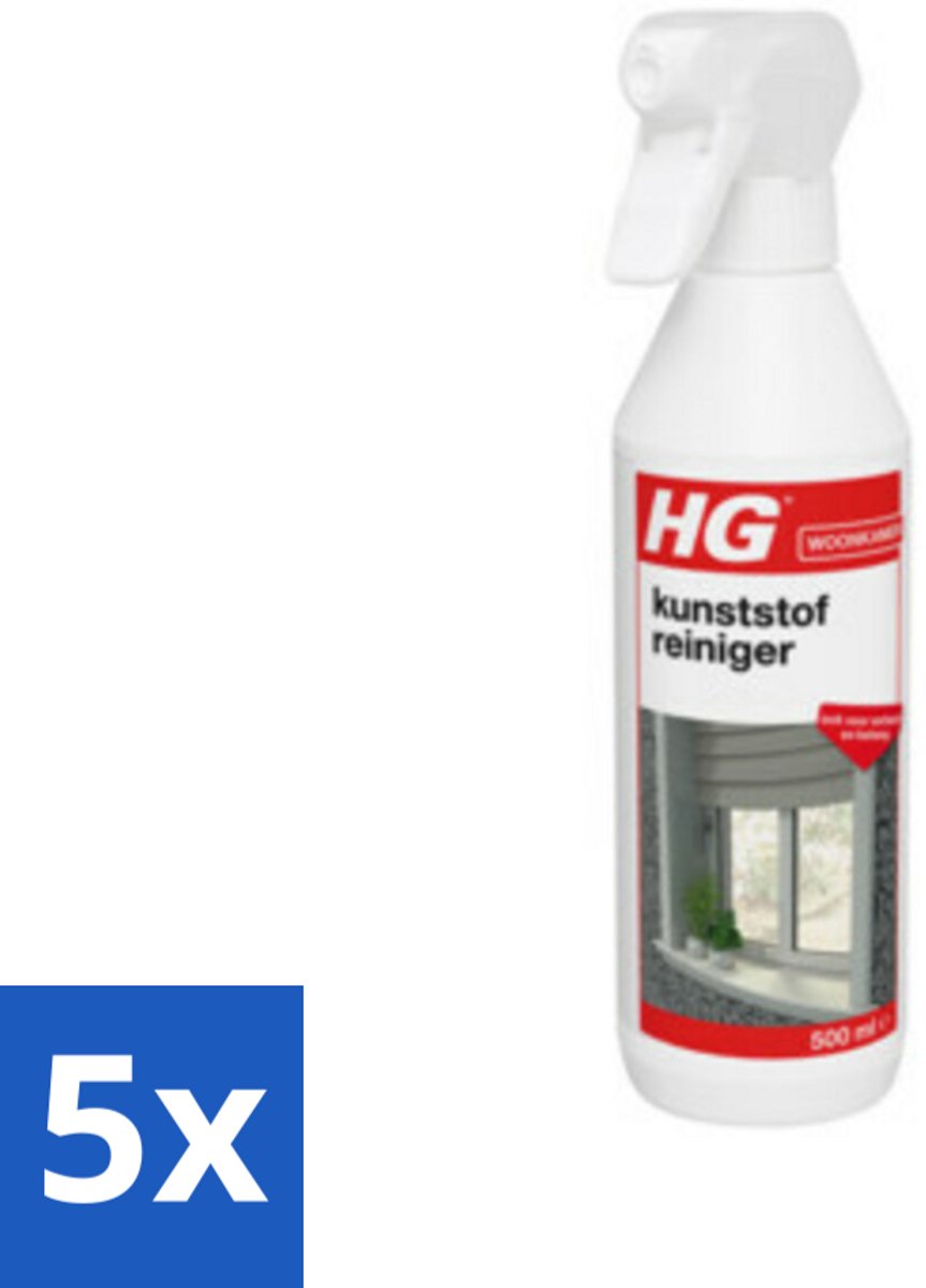5 x HG Kunststof Reiniger 500 ml - Kunststof Reinigen - Verfwerk Reinigen - Behang Reinigen - Kunststof Meubels Reinigen - Vuil Verwijderen