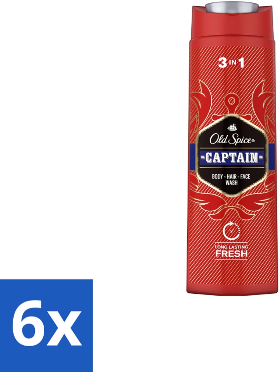 Old Spice – Douchegel – Captain – 400 ml - Voordeelverpakking - 6 stuks