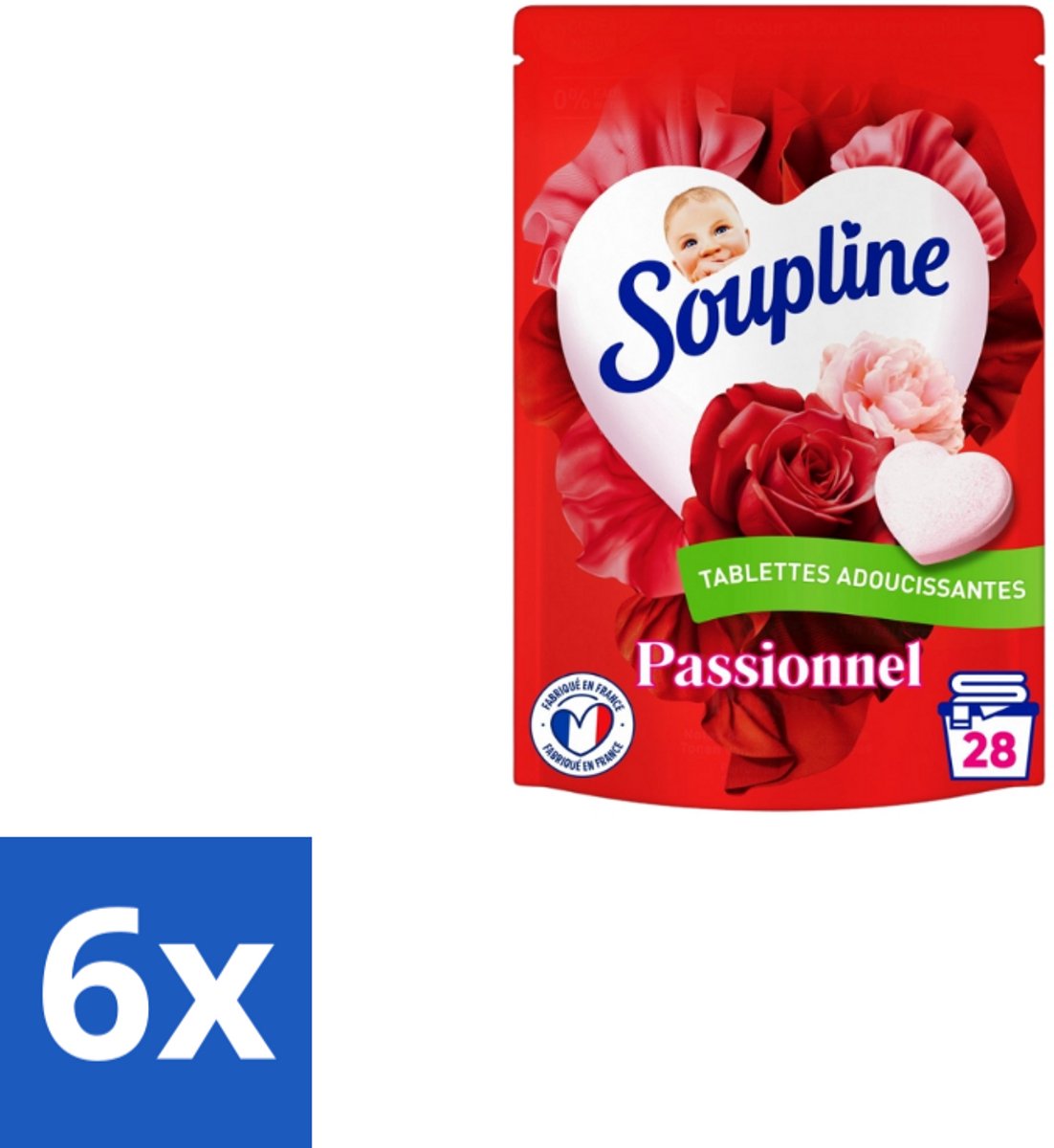 Soupline – Wasverzachtertabletten – Harten Straling van Passiebloemboeket - 28 tabletten - Voordeelverpakking - 6 stuks