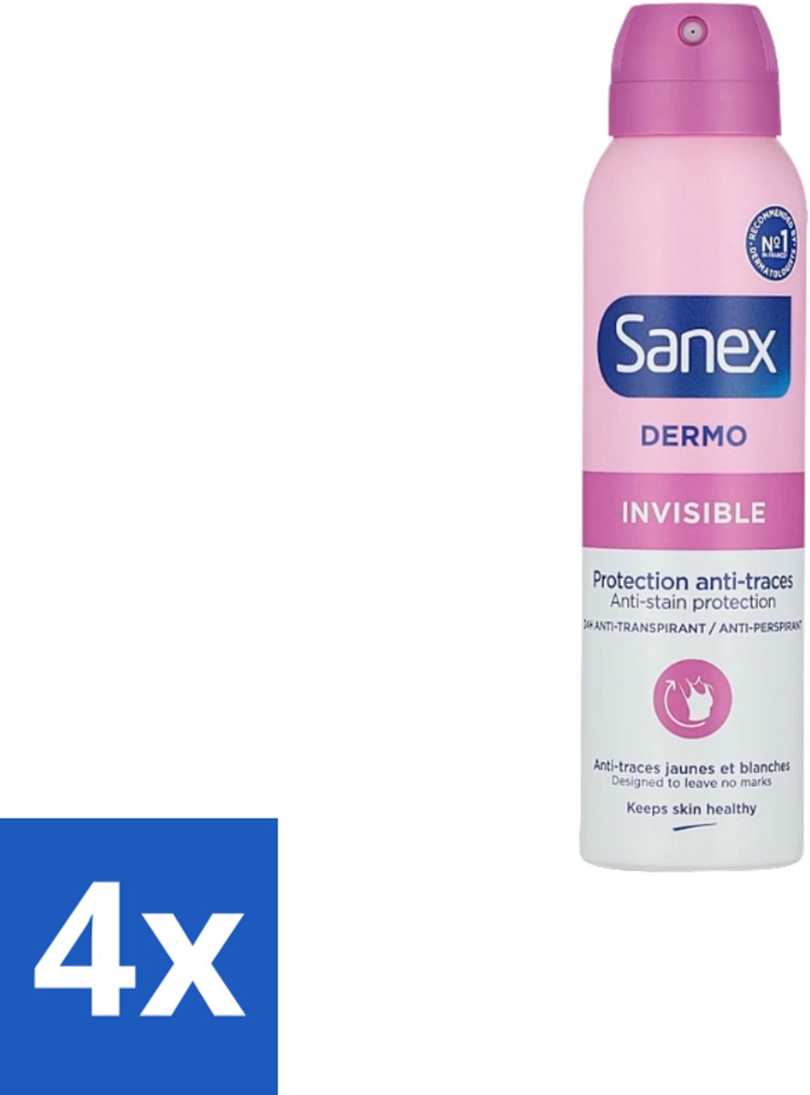 Sanex – Deodorant Spray – Dermo Invisible – 150 ml - Voordeelverpakking - 4 stuks