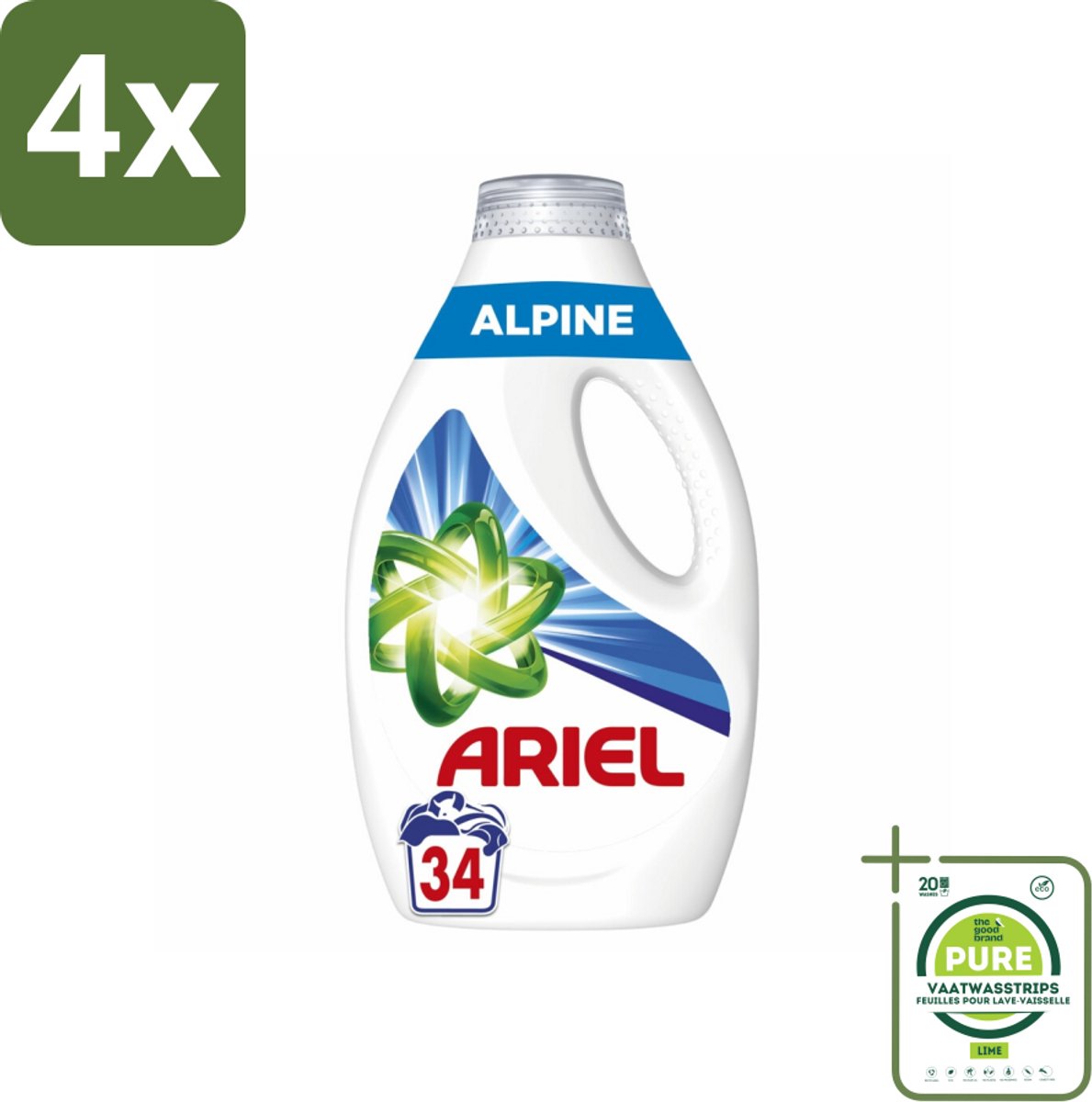 Ariel – Vloeibaar Wasmiddel – Alpine – 1530 ml – 34 wasbeurten - Voordeelverpakking - 4 stuks - Ariel Alpine - Vloeibaar wasmiddel
