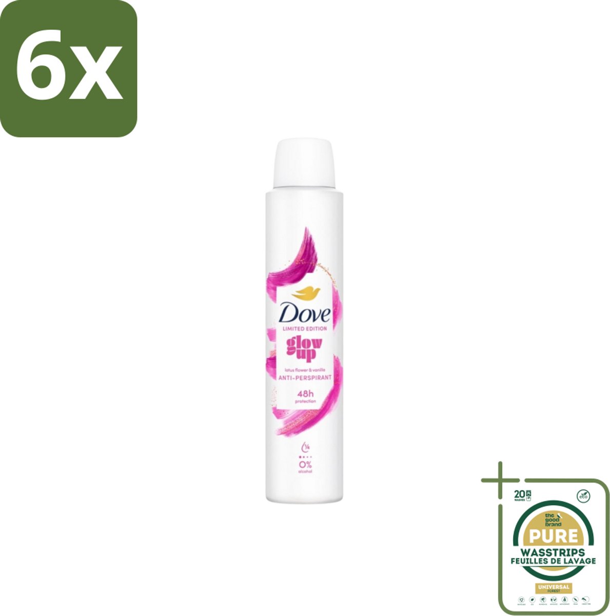 Dove – Deodorant Spray – Glow Up – 200 ml - Voordeelverpakking - 6 stuks - Geurvermindering - Fris