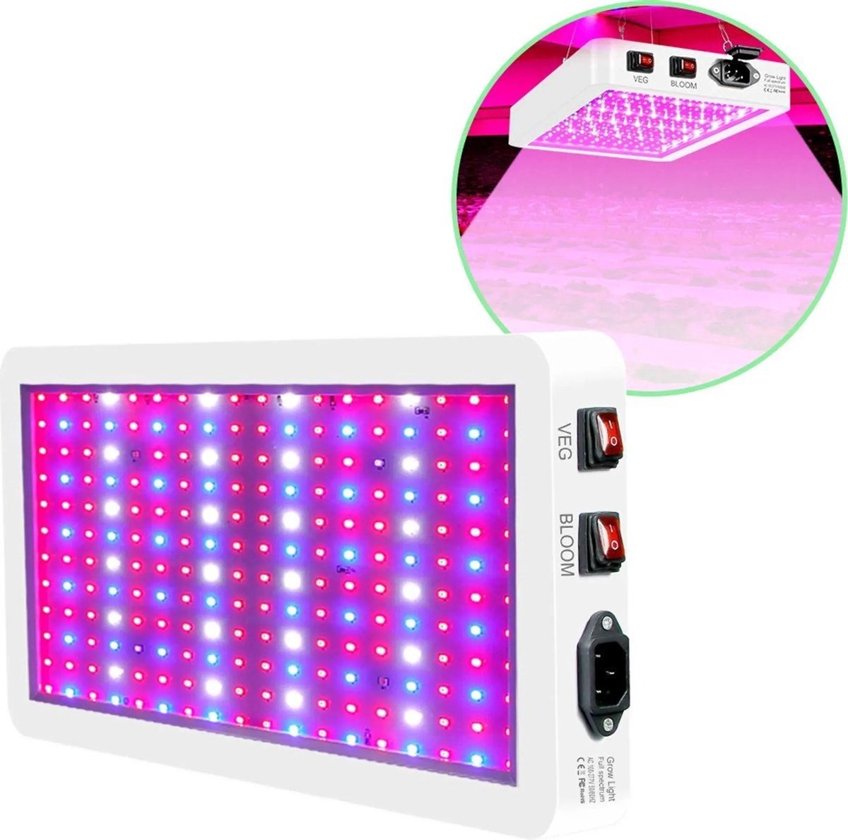 Taajirun - 312 LED Kweeklamp – Groeilamp rood blauw -Full Spectrum - Grow Light - Volspectrum plantenlamp met Veg/Bloom，IP65 waterdicht (voor kas & tuin)"