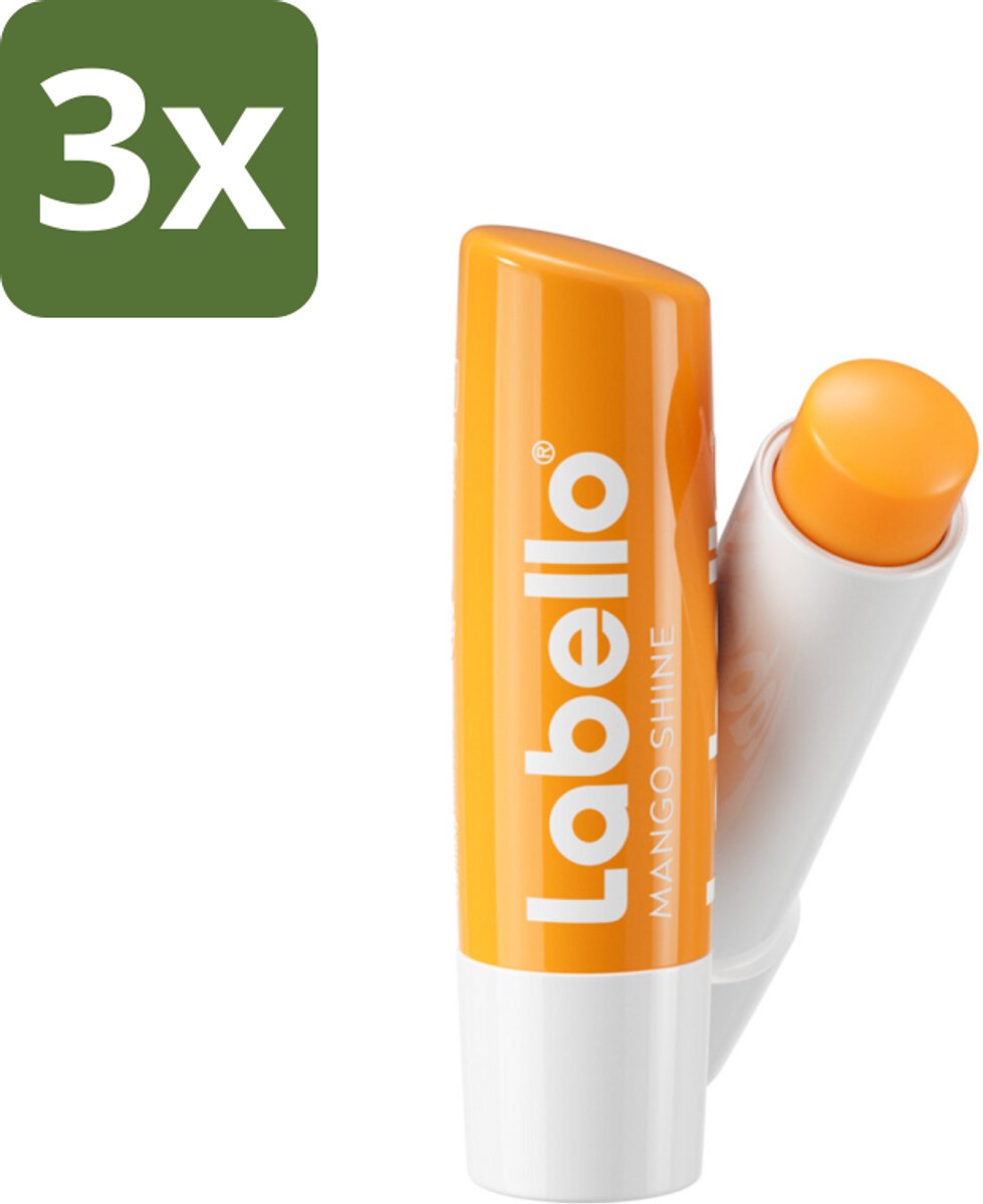 Labello – Lippenbalsem -- Mango Shine – 4,8 g - Bulkverpakking - 3 stuks