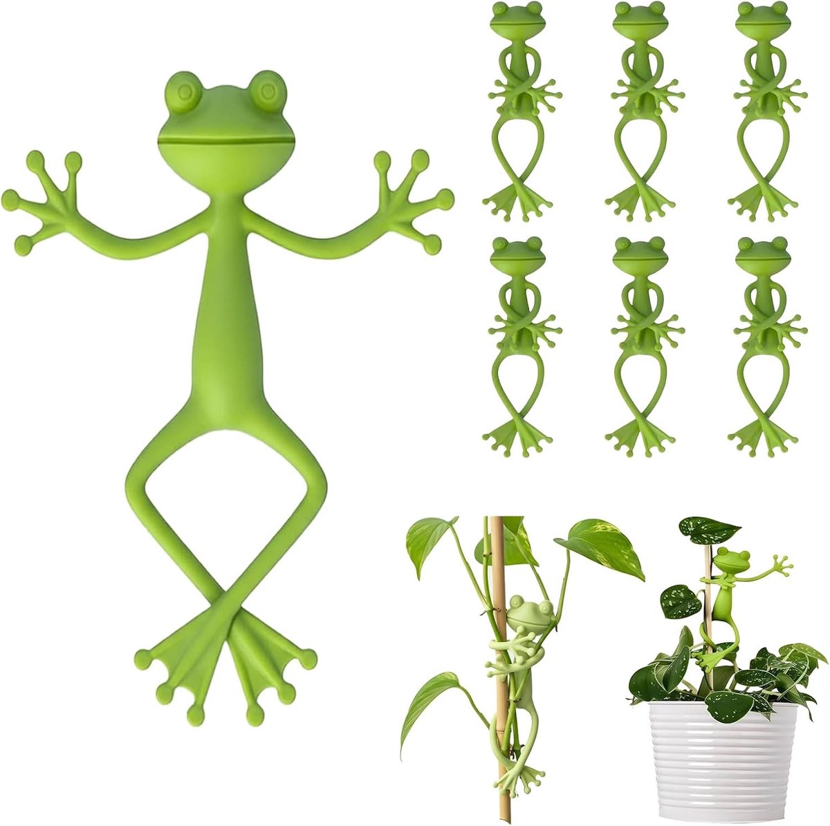 6 Stuks Kikker Plant Steunen, Schattige Plant Houder, Herbruikbare Clips voor Klimplanten, Decoratieve Ondersteuning voor Vines en Bloemen
