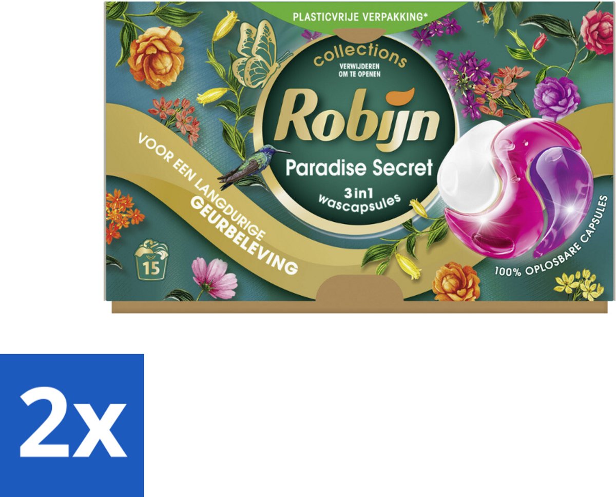 Robijn – 3-in-1 Wascapsules – Paradise Secret - 15 Capsules - Voordeelverpakking - 2 stuks