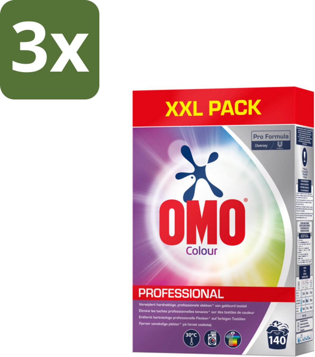 Omo Professional – Wasmiddel Poeder – Gekleurde Was – 140 Wasbeurten – Pro Formula – 7 kg - Bulkverpakking - 3 stuks