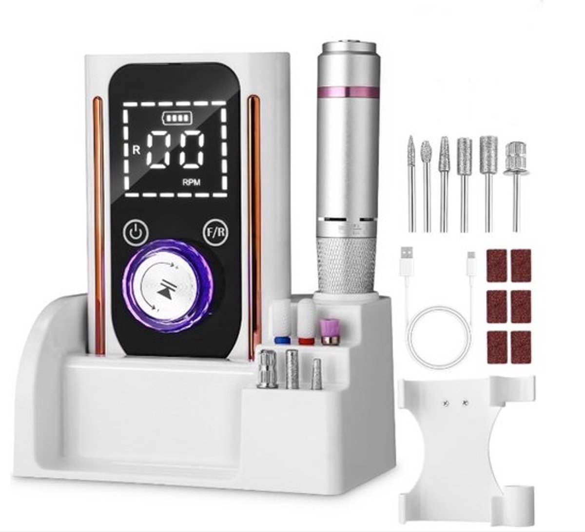 casalora® - Nagelvijl - Professioneel Elektrische Nagelfrees - Elektrische Nagelvijl voor Manicure - Cutter voor gelnagels met houder - 45000RPM - Manicure set - Oplaadbaar - Draadloos en draagbaar - Manicure en Pedicure - Powerbank Functie