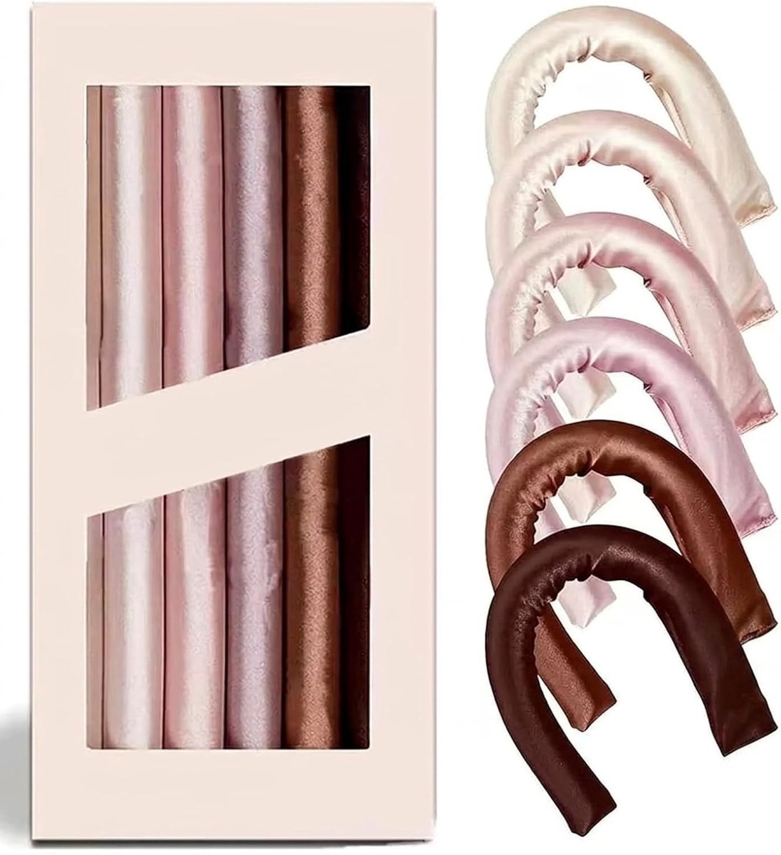 6 Stuks Haarrollers zonder Hitte met Hoofdband, Nachtelijke Krullen voor Lang Haar, Geschikt voor Alle Haartypes en Gemakkelijk in Gebruik