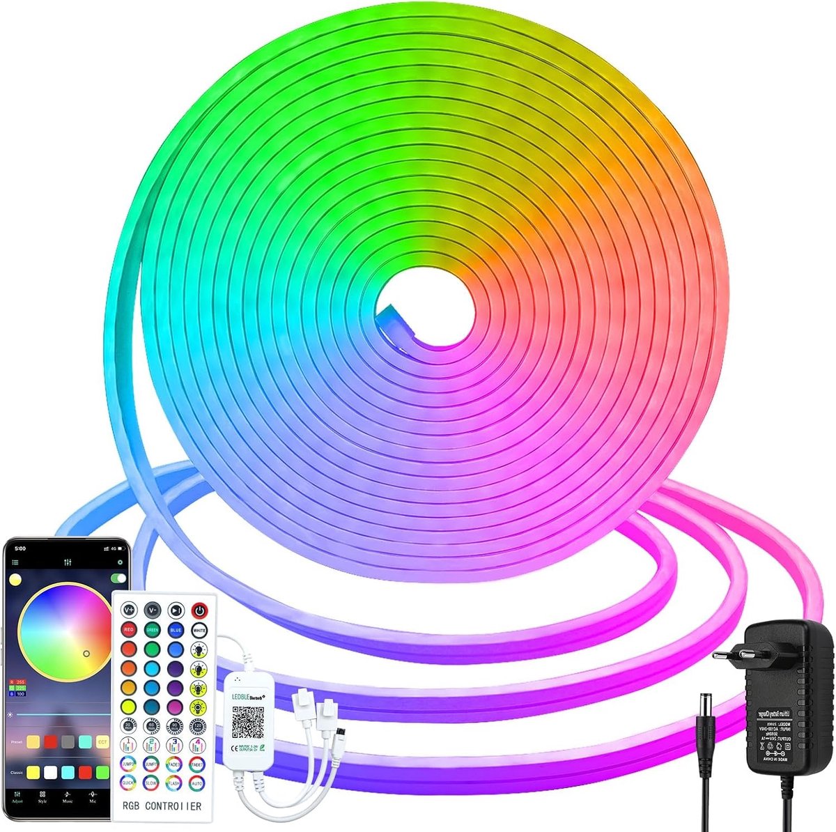 Led Strip 15 meter met Smart App - Neon Led Lights - Ledstrips voor Binnen/Buiten - Met timer, Afstandsbediening en Muzieksynchronisatie - Meerkleurig en Waterdicht