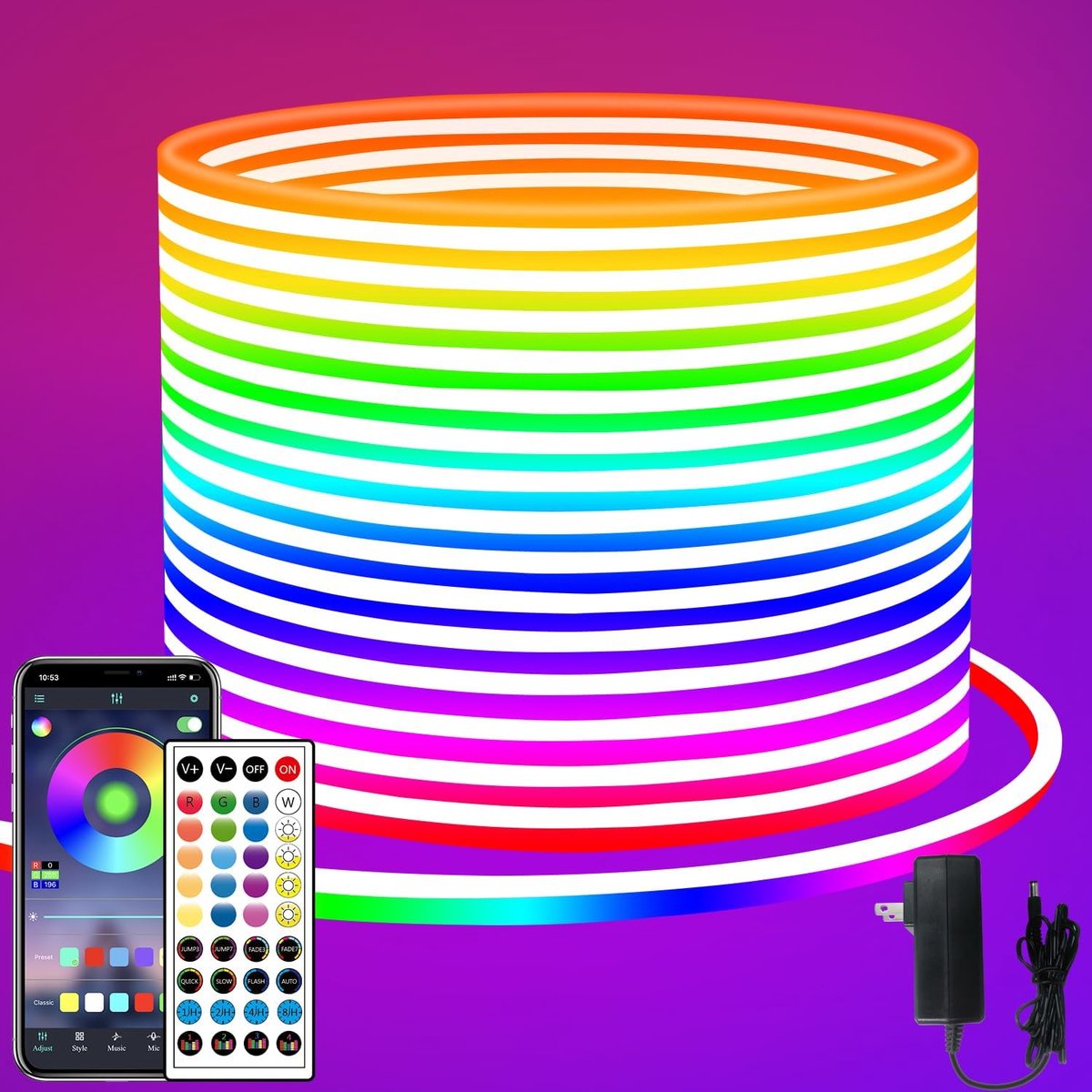 Led Strip 20 meter met Smart App - Neon Led Lights - Ledstrips voor Binnen/Buiten - Met timer, Afstandsbediening en Muzieksynchronisatie - Meerkleurig en Waterdicht