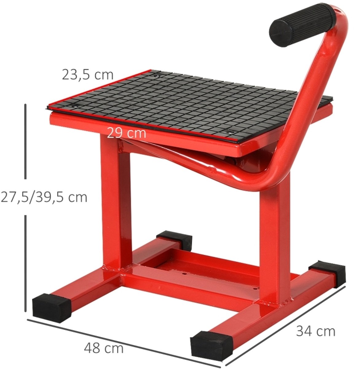 MODENUIT Motorstandaard 48 x 34 x 43 cm - Hoogte Verstelbaar 27,5/39,5 cm - Garage En Buiten - Metaal - Rood