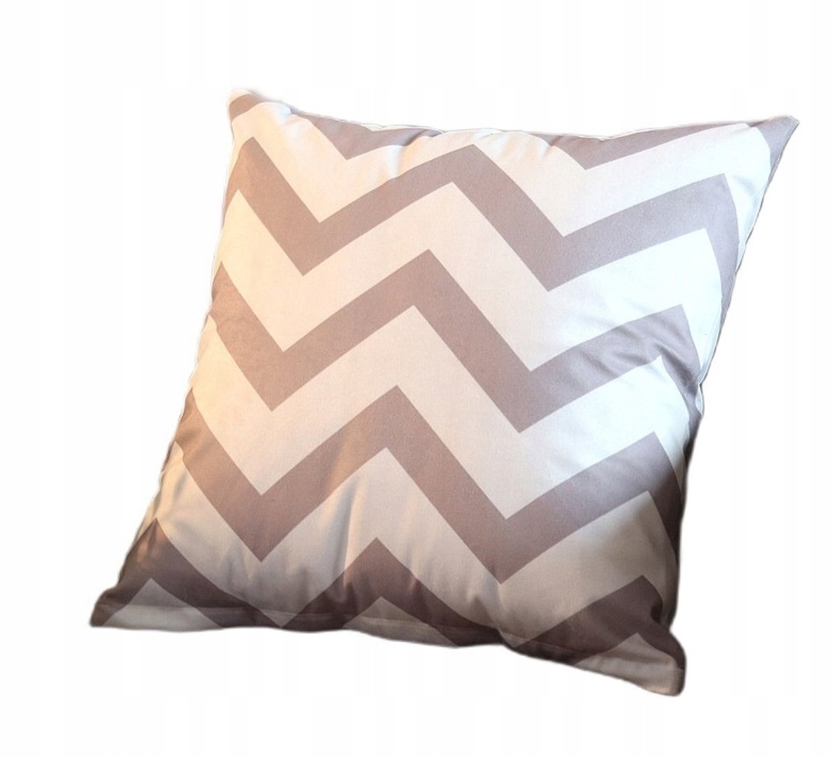 Dubbelzijdige Sierkussenhoes 43x43 cm - Wit/Grijs Zigzag
