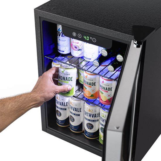 KitchenBrothers Drankkoelkast - 48L - Mini Koelkast - Glazen Deur - Minibar - 68 Blikjes - Zwart van KitchenBrothers — afbeelding 3