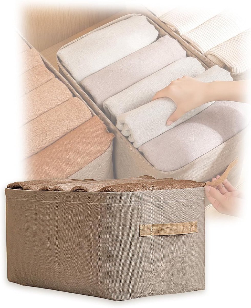 Ruimtebesparende Opvouwbare Kledingkast met Handvat, Canvas Opbergdozen voor Kleding, Organisator voor Kleding, Ideaal voor Sweaters, Broeken en Ondergoed