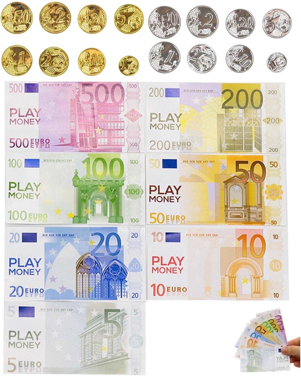 Speelgeld Set met 70+ Plastic Munten, Leer Tellen en Rollenspel voor Kinderen, Educatieve Speelgoed voor Ontwikkeling