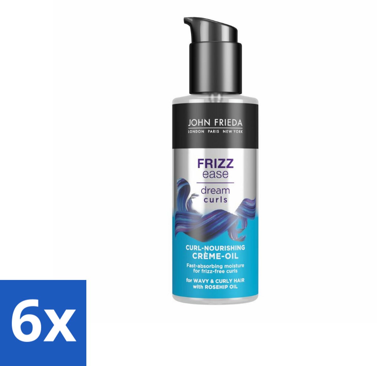 6 x John Frieda – Haarolie – Dream Curls Curl Defining Crème Oil – Krulverzorging – 100 ml - Kruldefinitie - Krulversterking - Haarvoeding - Krulcrème - Haarolie