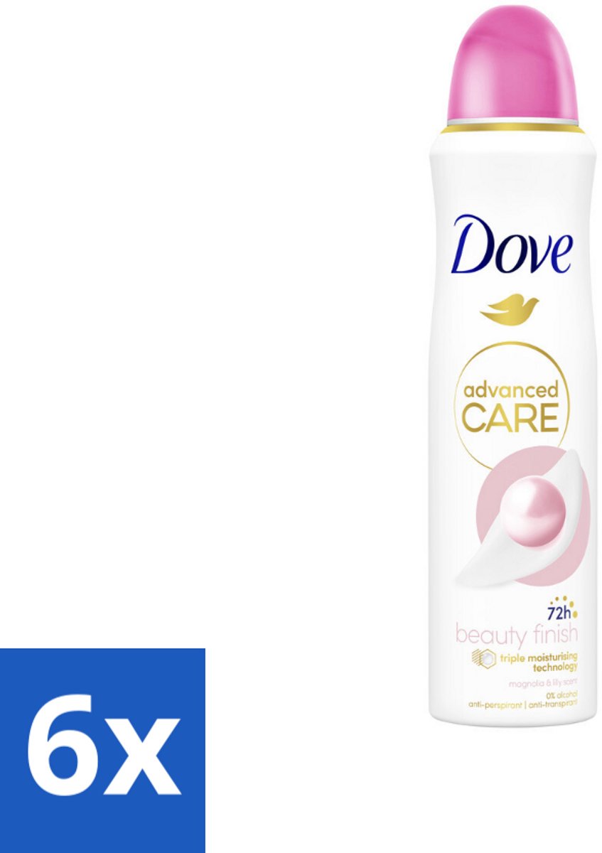 6 x Dove – Deodorant Spray – Beauty Finish – 150 ml - Anti-transpirant Spray - Huidverzorging - Stralende Huid - Geur Magnolia - Geur Lelie