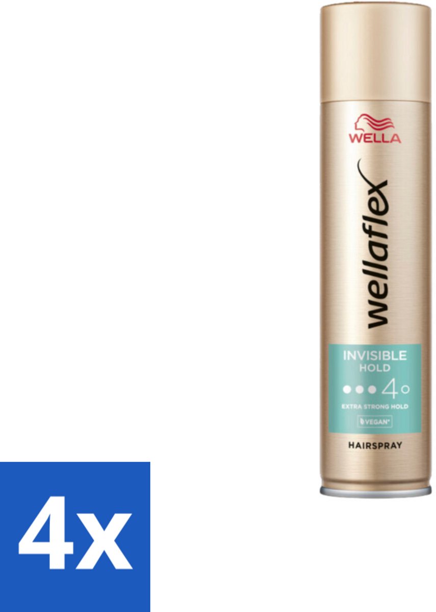 4 x Wella – Flex Invisible Hold – Haarspray Extra Strong – 250 ml - Haarspray - Flexibele Fixatie - Natuurlijke Look - Extra Sterke Hold - Macadamia-olie