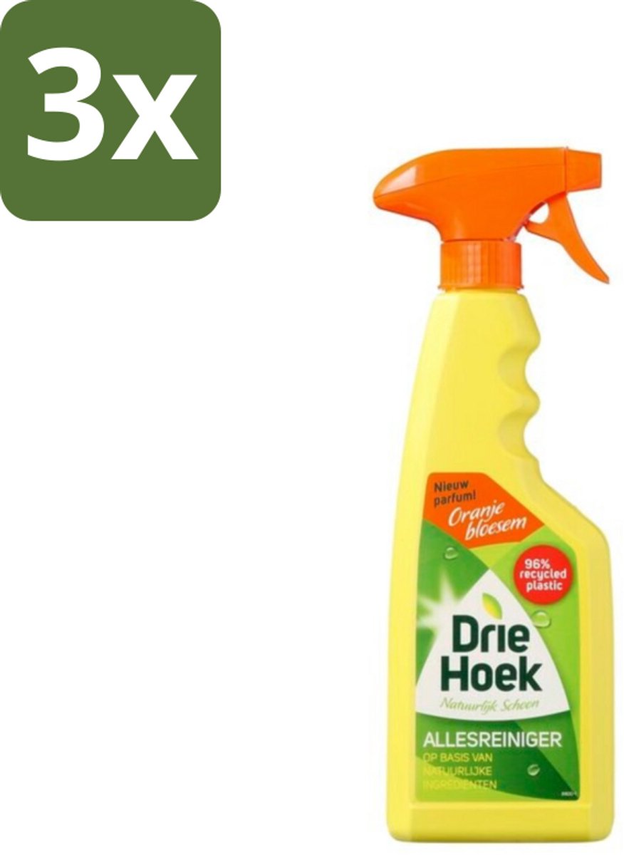 3 x Driehoek – Spray Allesreiniger – Oranjebloesem – 500 ml - Allesreiniger Spray - Reinigingsmiddel - Hout Reinigen - Natuursteen Reinigen - Biologisch Afbreekbaar