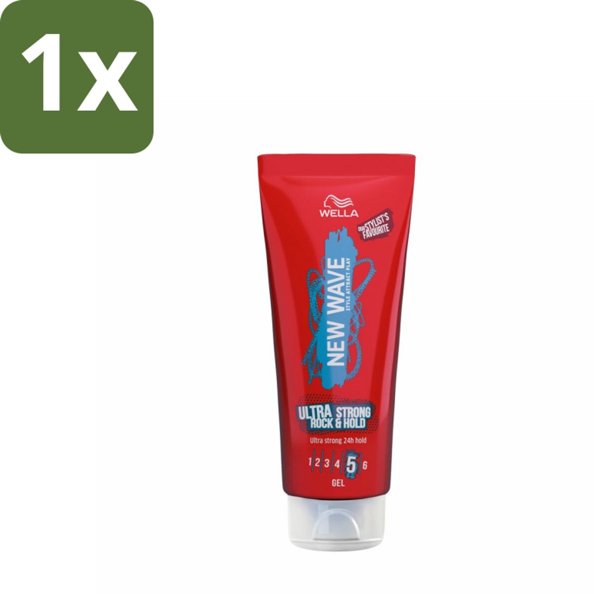 1 x Wella – New Wave Rock’n Hold Ultra Strong – Haargel – 200 ml - Haargel - Styling - Haarlook - Volume - Krullen