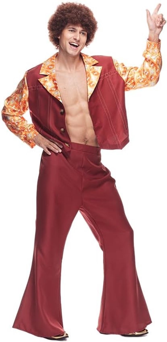 70s disco kostuum voor mannen, retro stijl, hippie Halloween kostuum voor volwassenen, feestoutfit en kostuumaccessoires