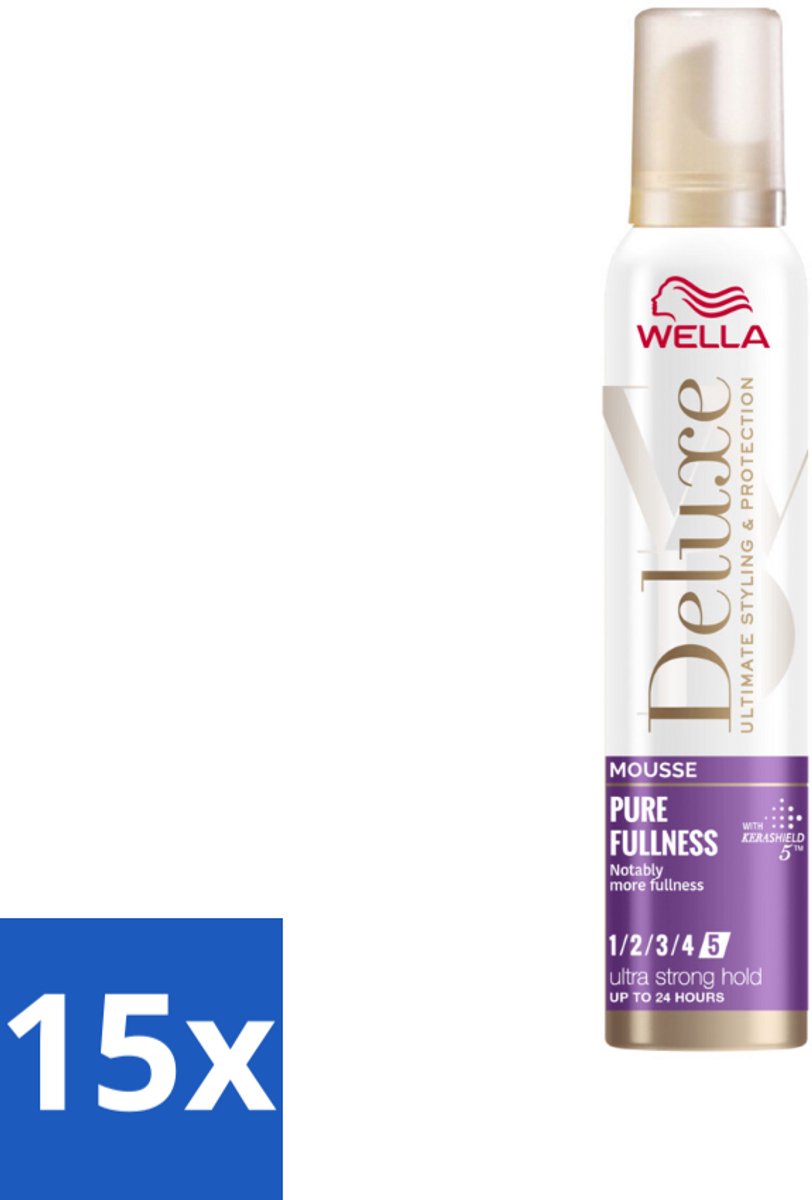 15 x Wella – Deluxe Pure Fullness – Haarmousse – 200 ml - Haarmousse - Volume - Haarbescherming - Kerashield 5 - Anti-pluis
