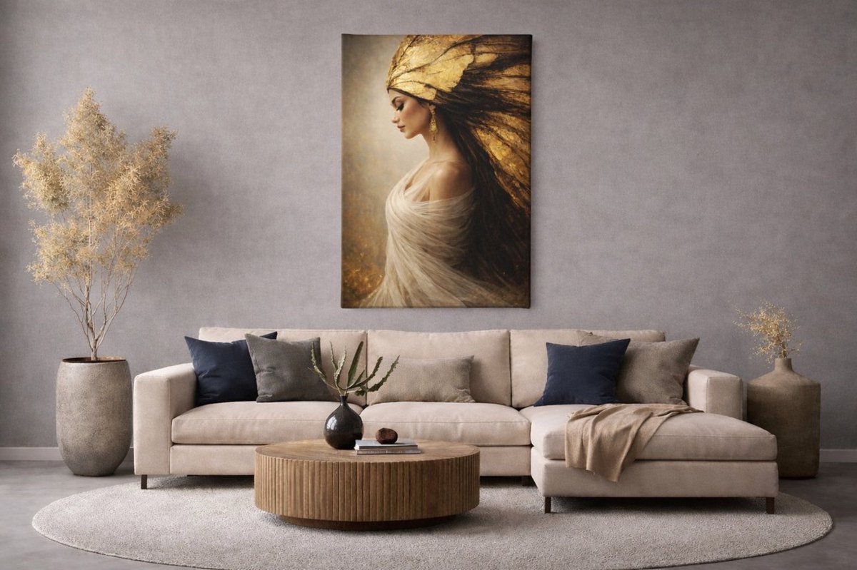 Canvas Schilderij Elegante Vrouw – Moderne Wanddecoratie - 150 x 100 cm