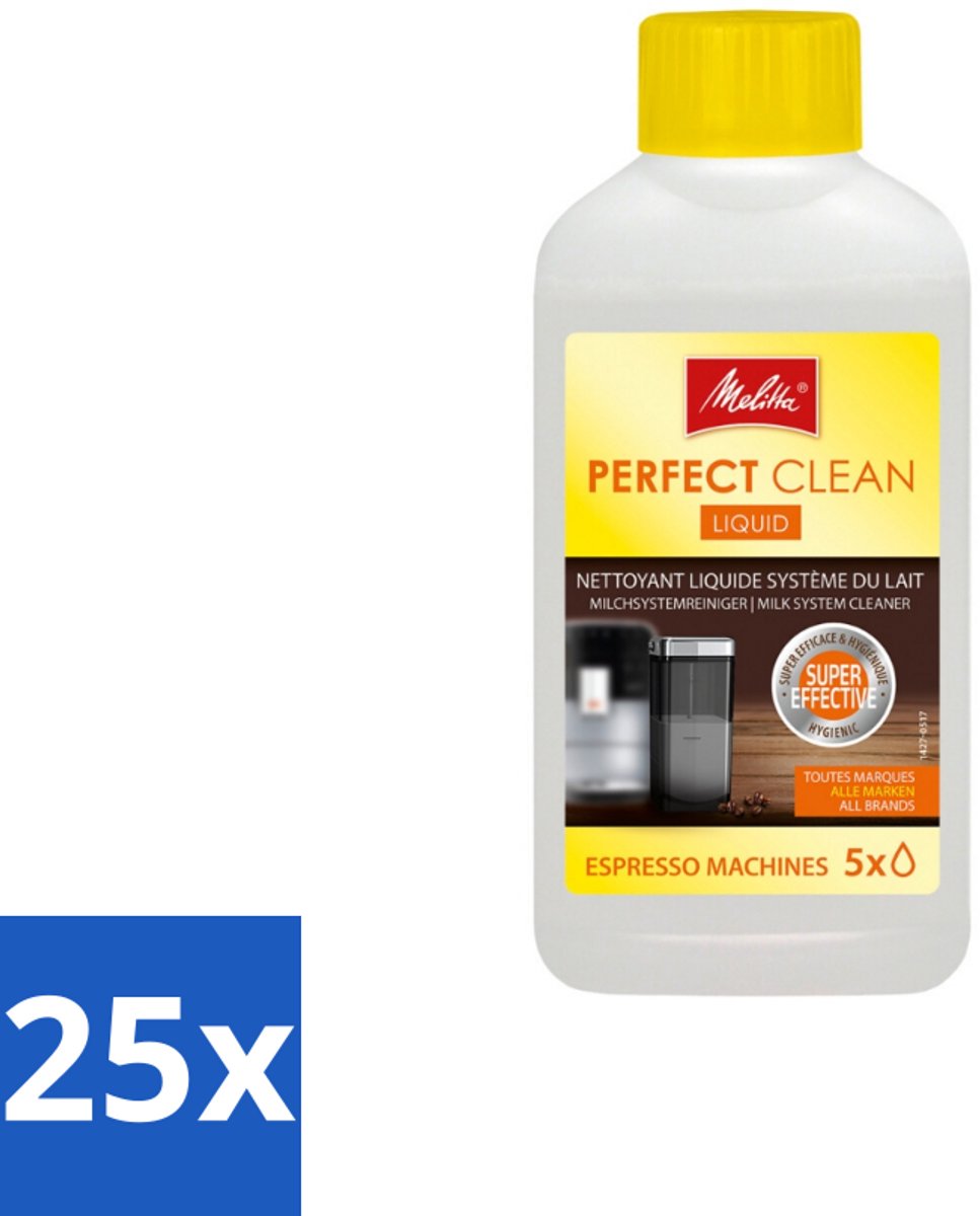 25 x Melitta - Perfect Clean – Melksysteemreiniger – Voor volautomatische espressomachines – 250 ml - Kabel - Kabels - Kabelsysteem - Kabelsysteem