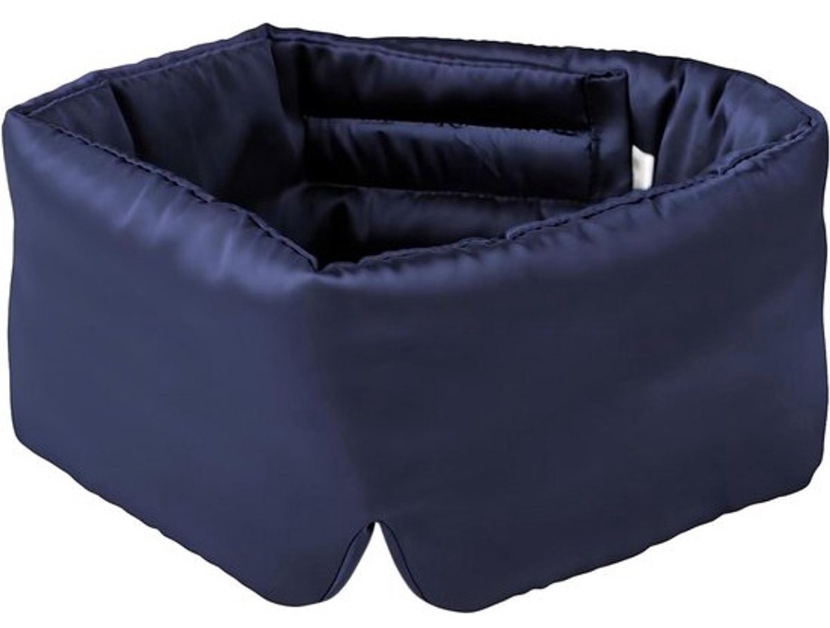 100% moerbeizijde slaapmasker met verstelbare hoofdband - marineblauw