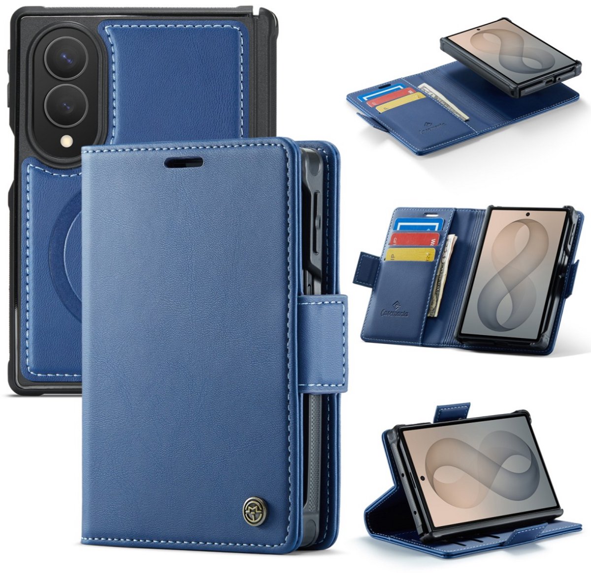Casemania - Bookcase - Samsung - Z Fold 8 - 2in1- MagSafe - Wallet Case - Blauw