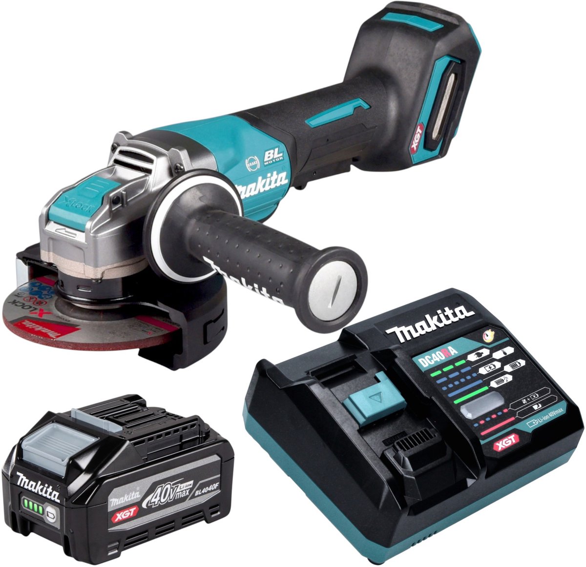 Makita GA 047 GZ Accu haakse slijper 40 V max. 125 mm X-LOCK Brushless Solo - zonder accu, zonder lader