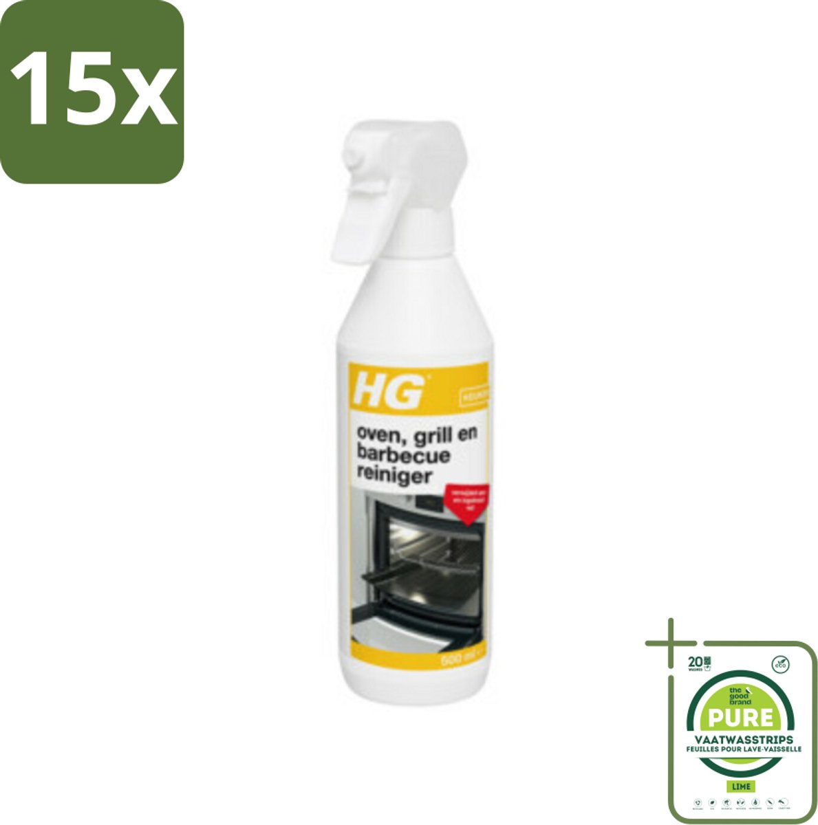 15 x HG Reiniger Oven - Grill & Barbecue 500 ml - Grootverpakking - Ovenreiniger - Grillreiniger - Barbecue Reiniger - Vetverwijderaar - Ingebrande Vetten